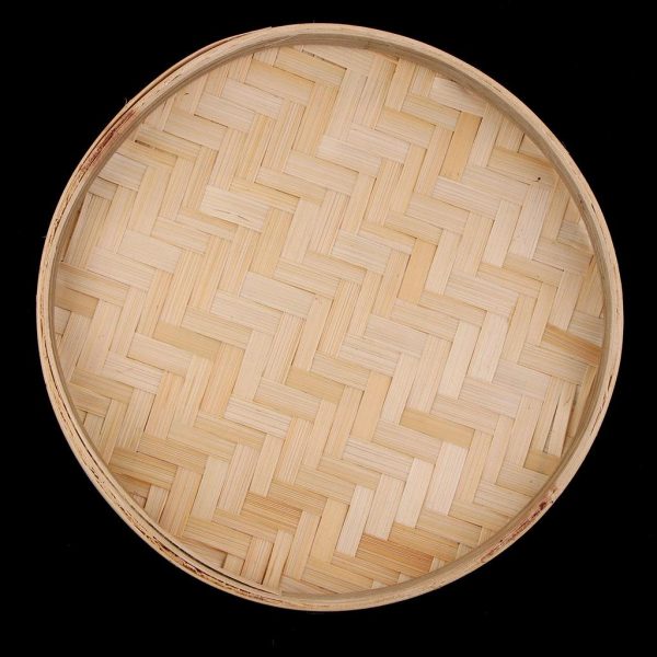 Max Round Bamboo Sieve Handmade Bamboo Weaving Baskets Kitchen Fruit Plate 22cm on Sale