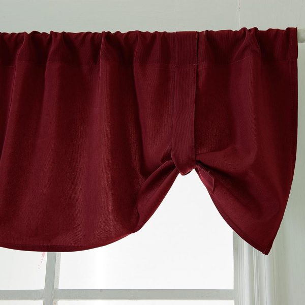 Max Solid Color Window Voile Sheer Curtain Valance Tiers Burgundy Online Sale