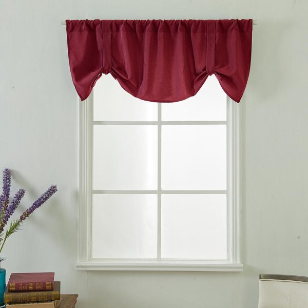 Max Solid Color Window Voile Sheer Curtain Valance Tiers Burgundy Online Sale